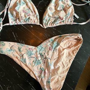 COPY - Shop WeWoreWhat size small pink floral bikini top and size XS pink flora…